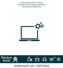 setting parameters, laptop icon, vector illustration. Flat design style