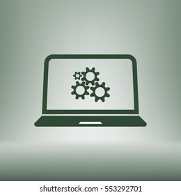 setting parameters, laptop icon, vector illustration. Flat design style