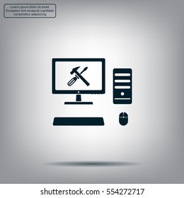 setting parameters, laptop icon, vector illustration. Flat design style