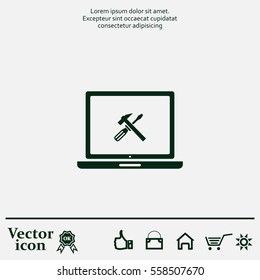setting parameters, laptop icon, vector illustration. Flat design style