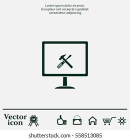 setting parameters, laptop icon, vector illustration. Flat design style
