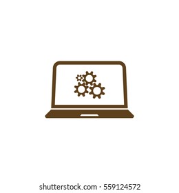 setting parameters, laptop icon, vector illustration. Flat design style