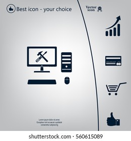 setting parameters, laptop icon, vector illustration. Flat design style