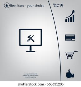 setting parameters, laptop icon, vector illustration. Flat design style