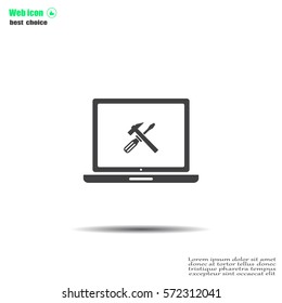 setting parameters, laptop icon, vector illustration. Flat design style