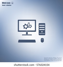 setting parameters, laptop icon, vector illustration. Flat design style