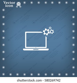 setting parameters, laptop icon, vector illustration. Flat design style