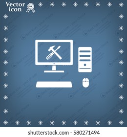 setting parameters, laptop icon, vector illustration. Flat design style