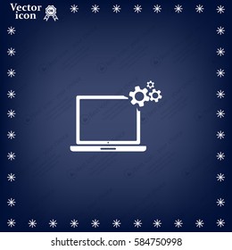 setting parameters, laptop icon, vector illustration. Flat design style
