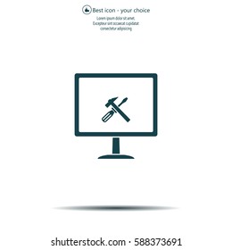 setting parameters, laptop icon, vector illustration. Flat design style