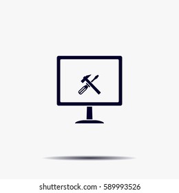 setting parameters, laptop icon, vector illustration. Flat design style