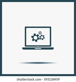 setting parameters, laptop icon, vector illustration. Flat design style