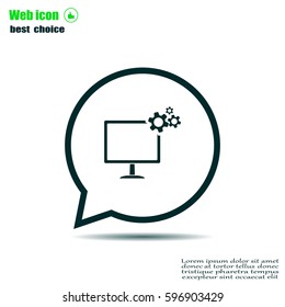 setting parameters, laptop icon, vector illustration. Flat design style