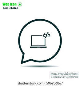setting parameters, laptop icon, vector illustration. Flat design style
