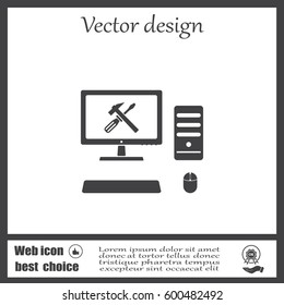 setting parameters, laptop icon, vector illustration. Flat design style