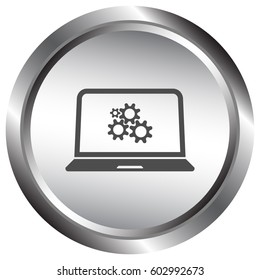setting parameters, laptop icon, vector illustration. Flat design style