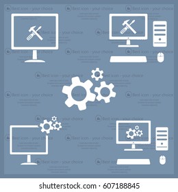 setting parameters, laptop icon, vector illustration. Flat design style