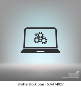 setting parameters, laptop icon, vector illustration. Flat design style