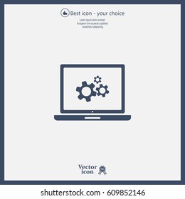 setting parameters, laptop icon, vector illustration. Flat design style