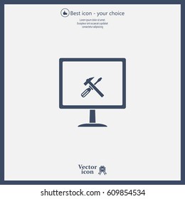 setting parameters, laptop icon, vector illustration. Flat design style