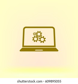 setting parameters, laptop icon, vector illustration. Flat design style