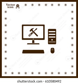 setting parameters, laptop icon, vector illustration. Flat design style