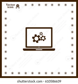 setting parameters, laptop icon, vector illustration. Flat design style