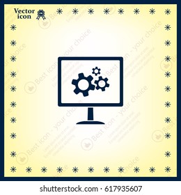 setting parameters, laptop icon, vector illustration. Flat design style