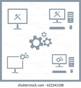 setting parameters, laptop icon, vector illustration. Flat design style