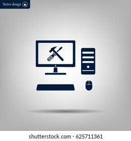 setting parameters, laptop icon, vector illustration. Flat design style
