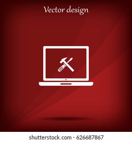 setting parameters, laptop icon, vector illustration. Flat design style
