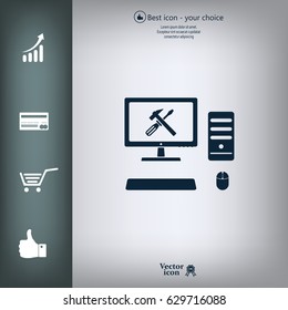 setting parameters, laptop icon, vector illustration. Flat design style