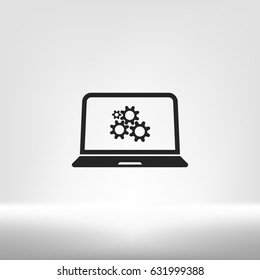 setting parameters, laptop icon, vector illustration. Flat design style