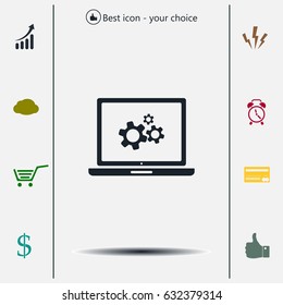 setting parameters, laptop icon, vector illustration. Flat design style