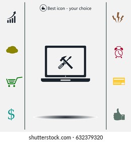 setting parameters, laptop icon, vector illustration. Flat design style