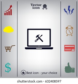 setting parameters, laptop icon, vector illustration. Flat design style