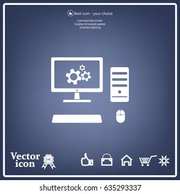 setting parameters, laptop icon, vector illustration. Flat design style