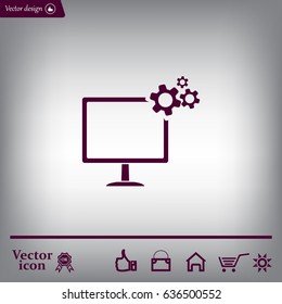 setting parameters, laptop icon, vector illustration. Flat design style