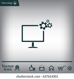 setting parameters, laptop icon, vector illustration. Flat design style