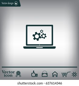 setting parameters, laptop icon, vector illustration. Flat design style