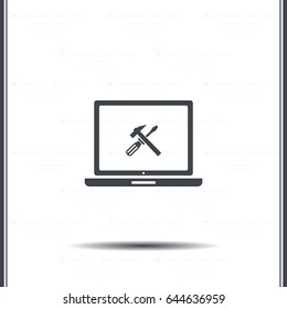 setting parameters, laptop icon, vector illustration. Flat design style