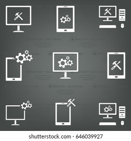 setting parameters, laptop icon, vector illustration. Flat design style