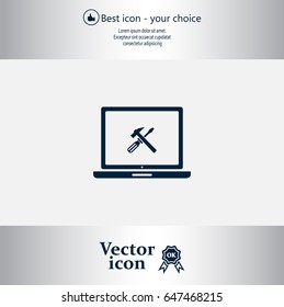setting parameters, laptop icon, vector illustration. Flat design style
