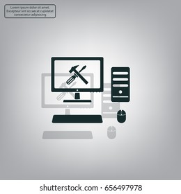 setting parameters, laptop icon, vector illustration. Flat design style