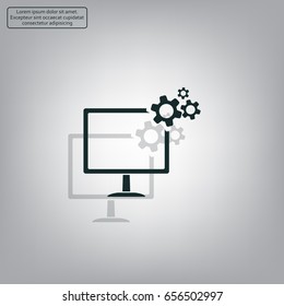 setting parameters, laptop icon, vector illustration. Flat design style