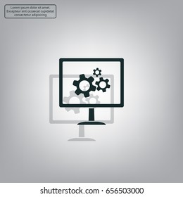 setting parameters, laptop icon, vector illustration. Flat design style