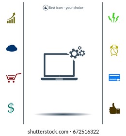 setting parameters, laptop icon, vector illustration. Flat design style