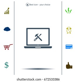 setting parameters, laptop icon, vector illustration. Flat design style