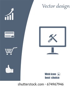 setting parameters, laptop icon, vector illustration. Flat design style