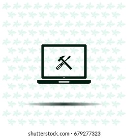 setting parameters, laptop icon, vector illustration. Flat design style